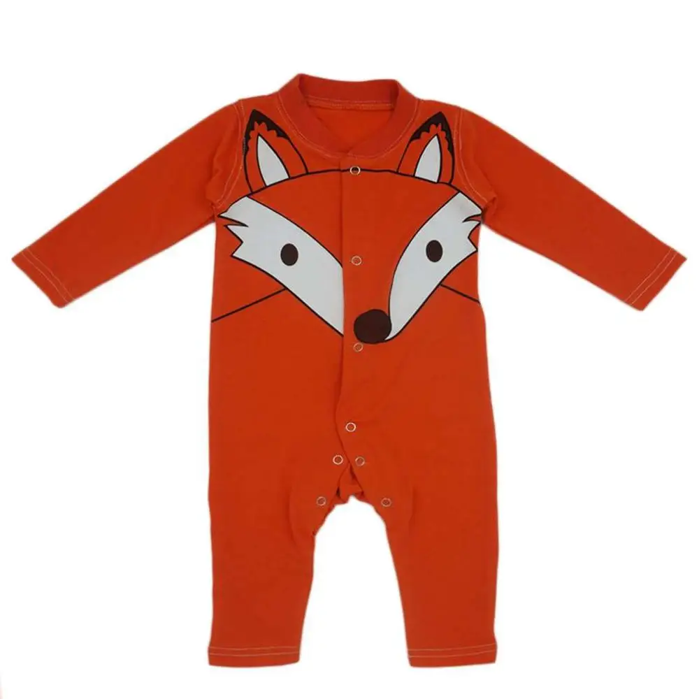 orange size 80 Горячее предложение! Распродажа! Модный дизайнерский Детский комбинезон; удобный хлопковый комбинезон с длинными рукавами; узор с головой волка; комбинезоны для новорожденных; Новинка - Цвет: orange size 80