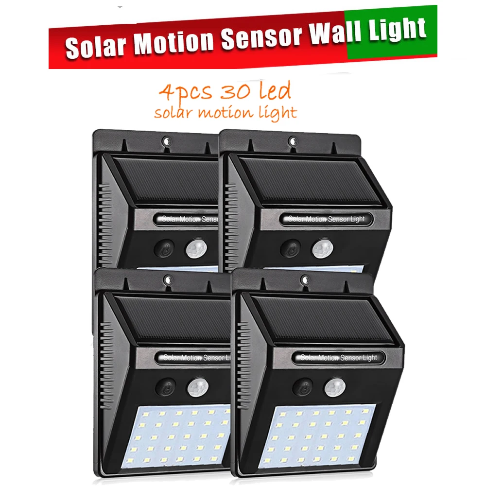 

4 pcs Solar Garden Light LED Solar Lamp Motion Sensor Waterproof Outdoor Lighting Decoration Street Lights Security Wireless Wal