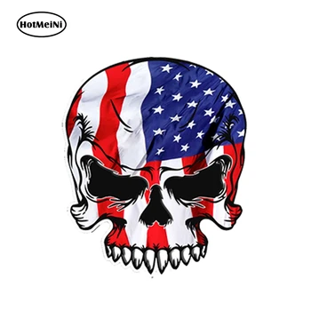 

HotMeiNi 13cm x 11cm Car Styling USA America Skull Flag Graphic Car Sticker Pistol Amendment Waterproof Bumper Accessories