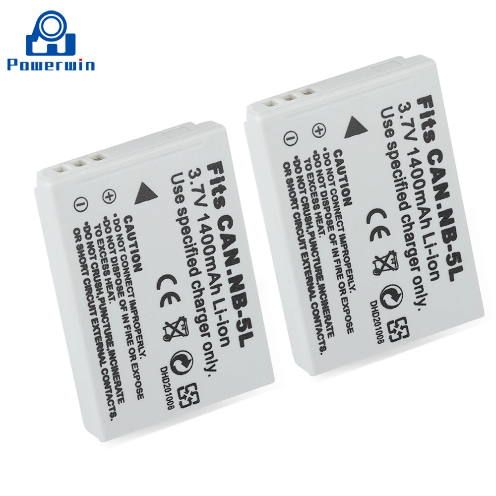 Аккумулятор Powerwin для камеры Canon SX200 SX210IS SX220HS SX230HS NB-5L Shot S100 S110 SD950 1400 мАч 3 7 в 2 шт. |
