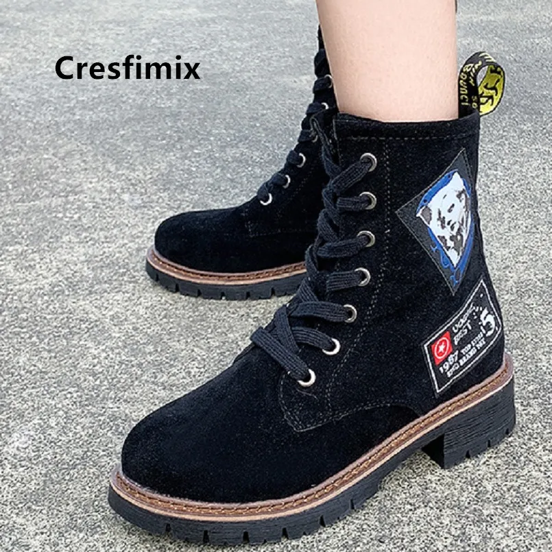 Cresfimix/Botas De Mujer; женские классические черные туфли высокого качества на шнуровке; сезон осень; красивые женские удобные зимние сапоги; C7030