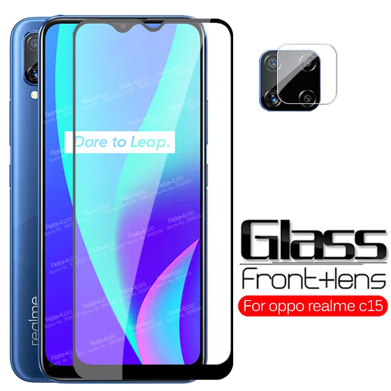 Защитное стекло для экрана и камеры Realme c15 2 в 1 Oppo Realmi Realmy Raelme c 15 6 5 дюйма |