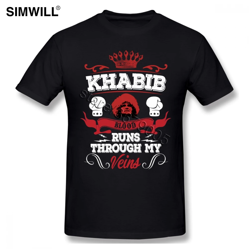 Мужские футболки Khabib Nurmagomedov из чистого хлопка с коротким рукавом и круглым