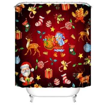 

1pc Shower Curtain Creative Polyester Classical Waterproof Christmas Shower Curtain Bath Curtain for Bathroom Home