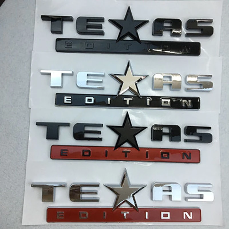 

1X 3D ABS New TEXAS EDITION Rear Boot Trunk Car Auto Sticker Silver TEXAS EDITION Badge Car Side Wing Auto Car Emblem