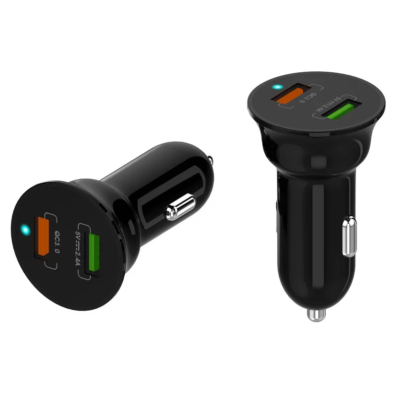Универсальное автомобильное зарядное устройство QC3.0 с двумя USB-портами для