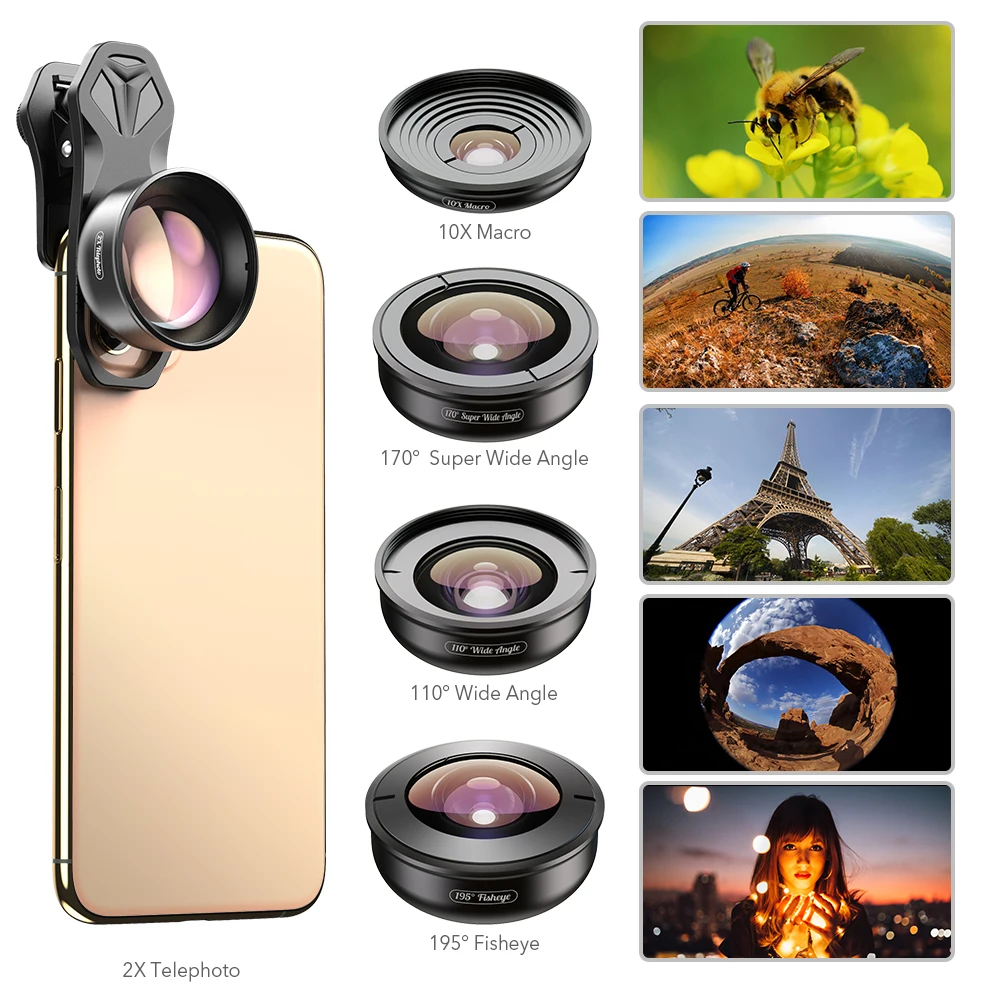 APEXEL 4K Lens Kit 5 in 1 Camera Portrait Wide