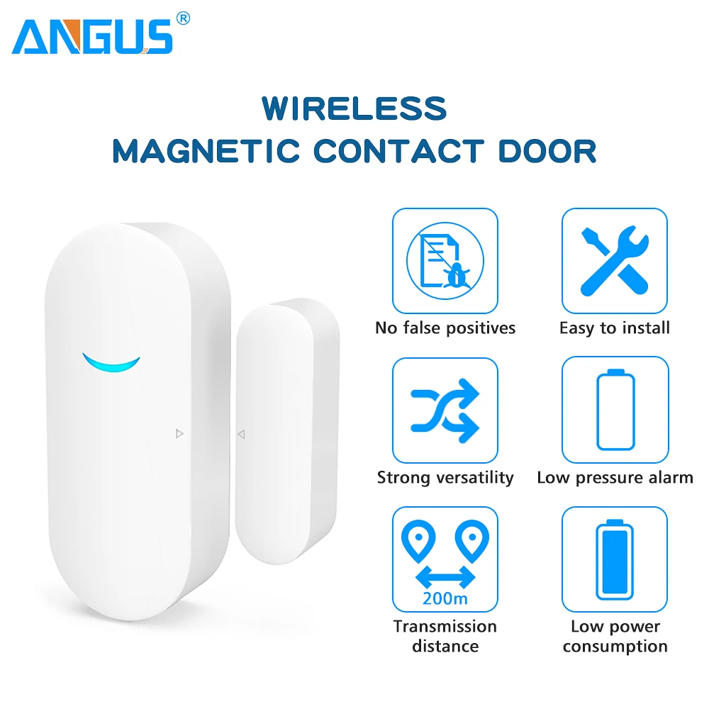Angus Tuya Smart Wifi House Door Window Open Closed Sensor Detector Домашняя охранная сигнализация Работа с Alexa