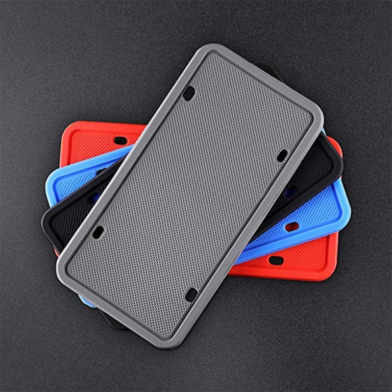 Silicone Universal Car License Plate Frame Scratch-Resistant Rust-Proof Durable Car License Cover Holder Car Exterior Parts