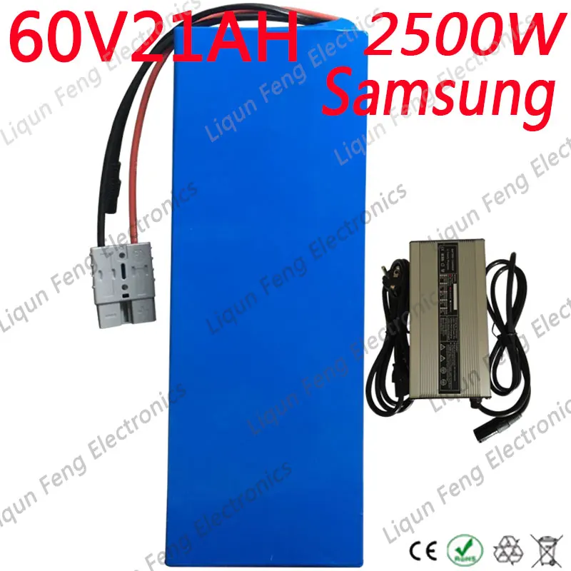 60V 21AH литиевая аккумуляторная батарея 1500W 2000W 2500W аккумулятора электроскутера 20AH