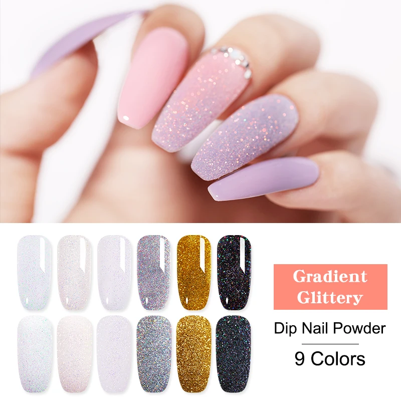 

UR SUGAR 5ml Holographic Sugar Dip Nail Powder Gradient French Nail Art Decorations Dipping Nail Powder Natural Dry