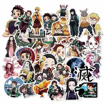 

50Pcs Demon Slayer: Kimetsu No Yaiba Anime Sticker Stickers PVC Graffiti Stickers Suitcase Luggage Guitar For Children Toys