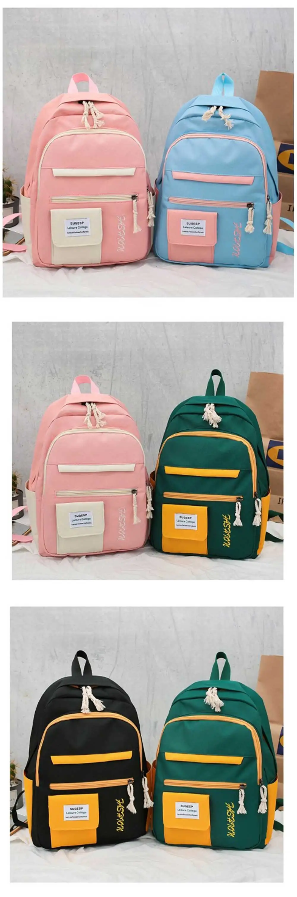 Escolares para Meninas Bolsa de Ombro para Viagem para Estudante Conjunto com 3 Mochilas Adolescentes Crianças Peças 15 Mochilas escolares para meninas adolescentes crianças, conjunto