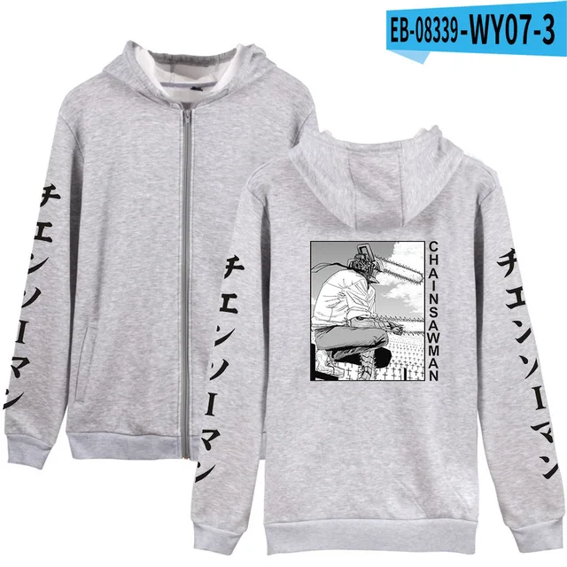Anime Chainsaw Man Men S Hoodie With Pocket Zipper Hooded Sweatshirts Zip Jackets Men Fleece Streetwear Warm Tracksuit Hoodies Sweatshirts Aliexpress