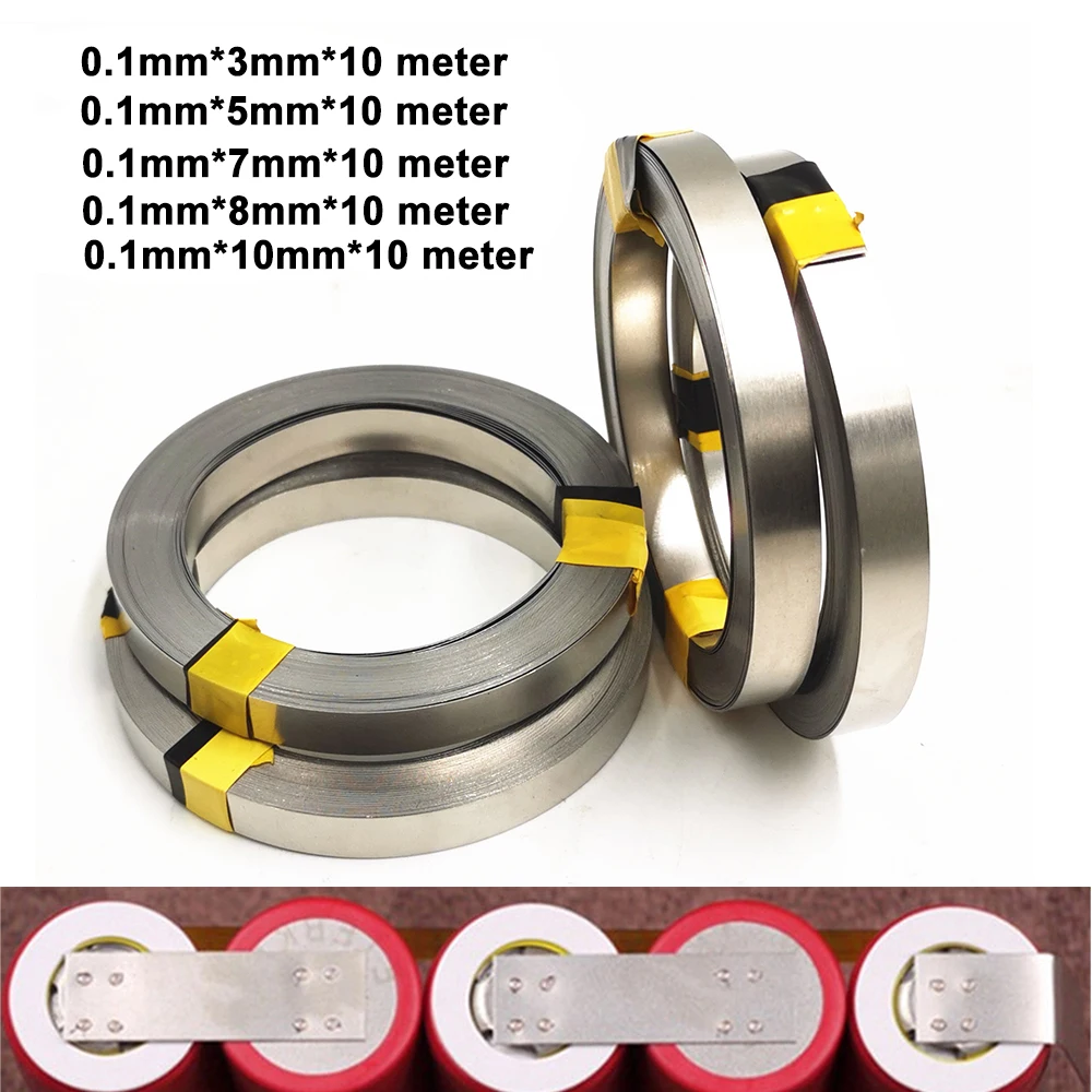 Batería de ion de litio de 10m, placa de lámina de níquel, cinta de acero chapada en níquel, Conector de banda, máquina de soldadura por puntos, soldadores de batería, 1 rollo, 18650