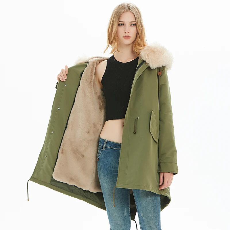 ZADORIN/Роскошная зимняя куртка для женщин, модная меховая парка с капюшоном и искусственным мехом, женские пальто, большие размеры, теплое пальто, парки