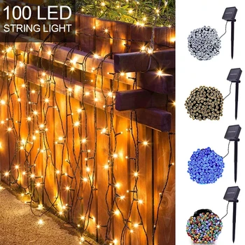 

12M 100LED Solar Powered Fairy String Light Christmas Holiday Party Outdoor Garden Decor - Multicolor solar panel system