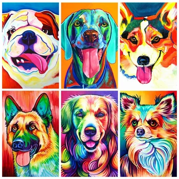 

HUACAN 5D Diamond Embroidery Animal Full Square Diamond Painting Dog Mosaic Handmade Home Decoration
