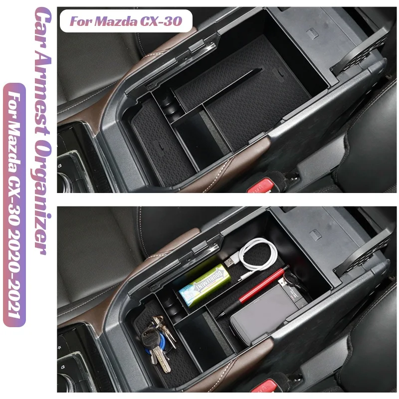 For Mazda CX-30 CX30 2020 2021 Car Organizer Center Console Armres Holder Plate Car Container Organize Car Accessories