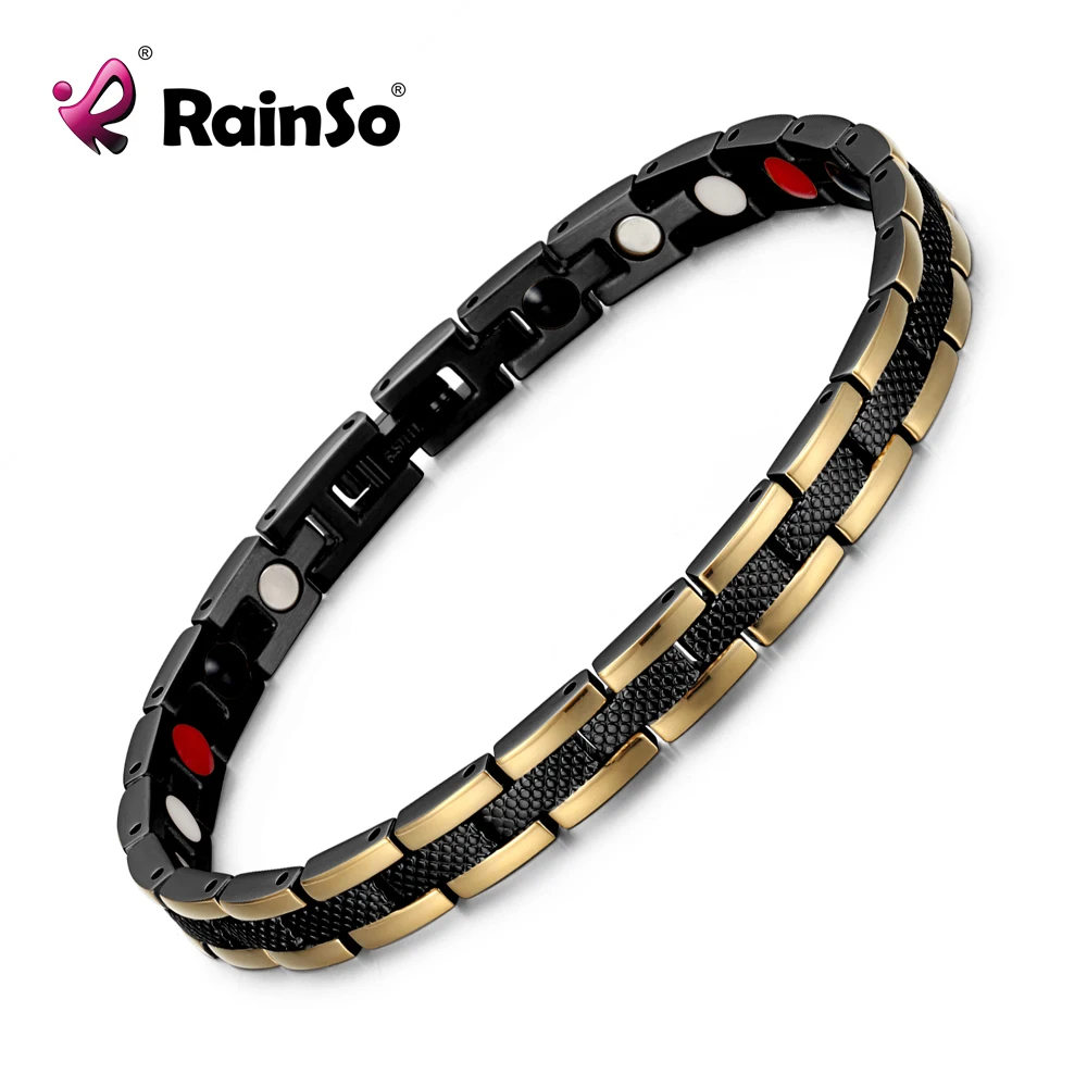 RainSo, Модный магнитный браслет из нержавеющей стали для женщин, биоэнергетические элементы, звенья цепи, браслеты, ювелирные изделия для здоровья