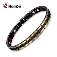 RainSo, Модный магнитный браслет из нержавеющей стали для женщин, биоэнергетические элементы, звенья цепи, браслеты, ювелирные изделия для здоровья