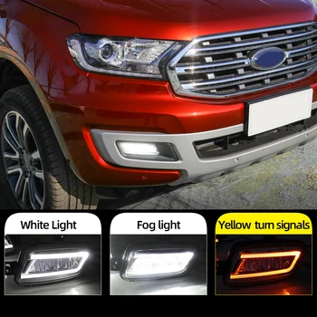 

CSGJMY 1pair For Ford Everest 2016 2017 2018 2019 LED DRL Daytime Running Light Daylight yellow turn Signal lamp car-Styling