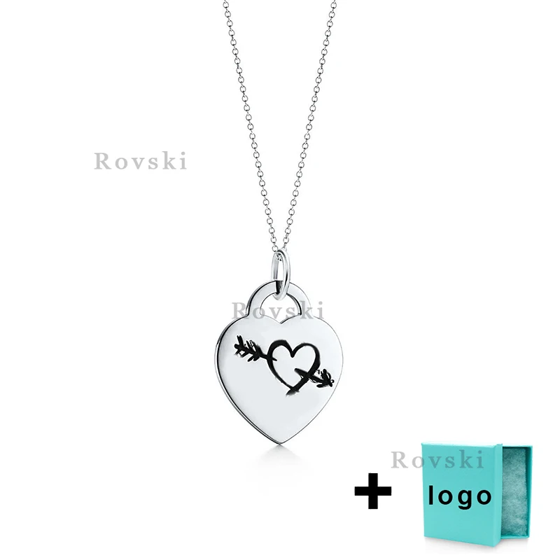 

XL TFX Rllen Sterling Silver One Arrow Through Heart Necklace Is Suitable for Women's Party Jewelry Wholesale Free Delivery.