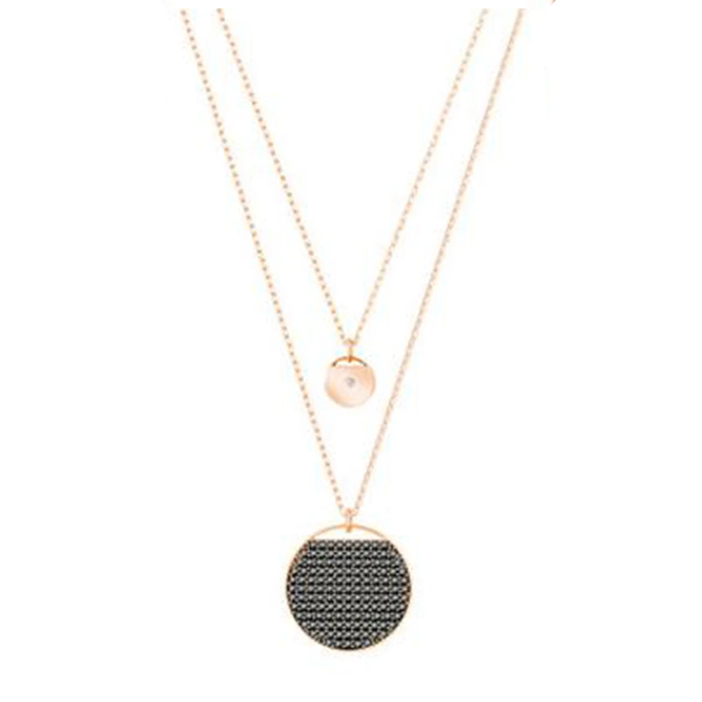 

2018 New Mysterious Color Double Necklace Female Round Pendant Chic Stacking With Modern Atmosphere Level Charm Free Shipping