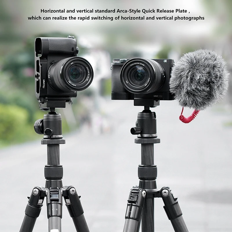 FFYY-UURIG R006 для SONY A6400 Vlog Quick Release L Пластина Вертикальная камера кронштейн держатель рукоятка с холодным башмаком для микрофона