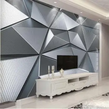 

Wallpaper custom living room bedroom Wallpaper mural 3D geometric atmosphere atmospheric metal background wall