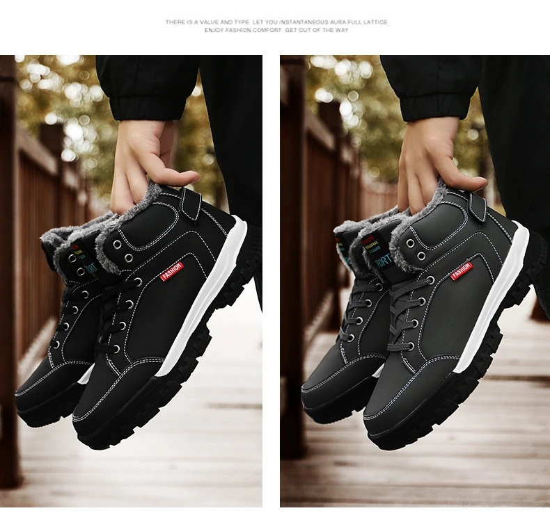 UEXIA; модные кожаные мужские ботинки; botas hombre; Высокая удобная мужская обувь; Зимние ботильоны с плюшем на меху; зимняя теплая обувь; ботинки