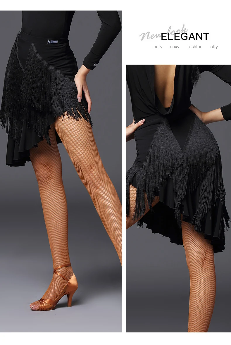 Женская юбка для латинских танцев для взрослых, новинка, юбка для танцев с бахромой, платье для ча-ча/румбы/самбы, одежда для выступлений, DQS3557