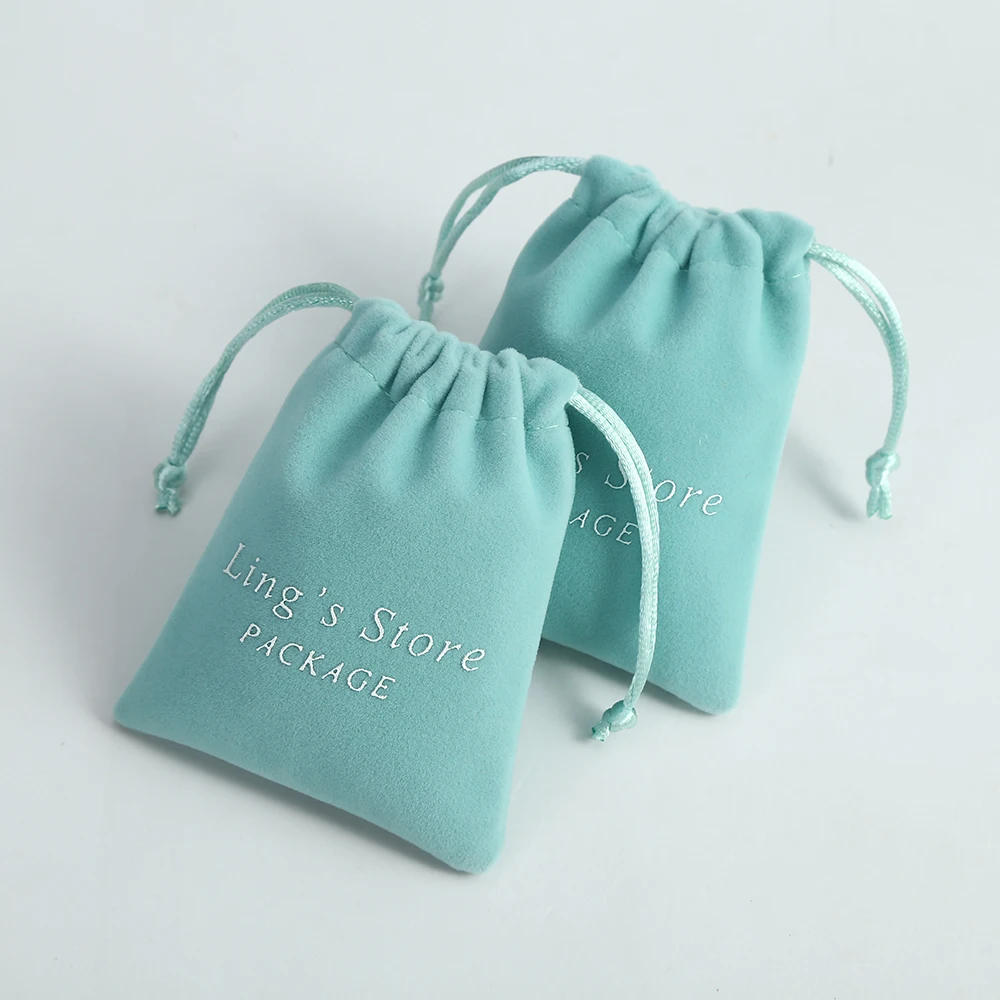 50Pcs/Lot Green Thick Velvet Jewelry Pouch for Wedding Party Custom Logo Storange Organzer Christmas Party Gift Bag