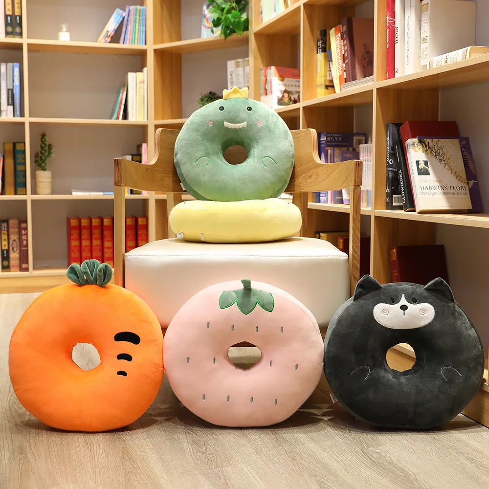Doughnut форма плюшевая подушка фрукт Подушка животные круглая подушка для сиденья кактус морковь клубника Хаски динозавр 38*38*8 см