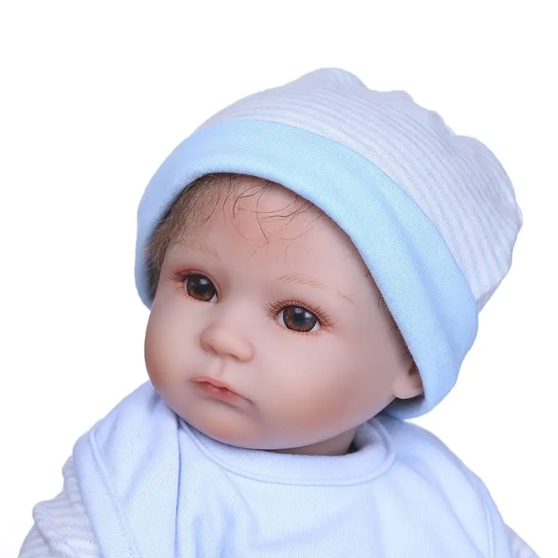 

16inch Silicone Lifelike Doll Blanket Cartoon Dog Bib Stripes Onesies Socks Hat X5XE