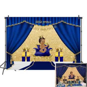 

Royal Blue Baby Shower Backdrop Welcome Little Prince Photo Background 7x5ft Gifts and Gold Crown Backdrops for Baptism