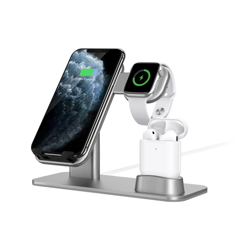 3 в 1 Подставка для зарядки совместим с наручных часов IWatch серии 5/4/3/2/1 airPods и IPhone 11/Xs/X Max/XR/IPhone X/8/8 Plus/7/7 Plus/6 S/6 S Plus