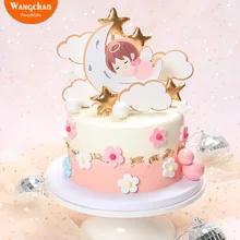 1 компл. Ангел луна звезды тема ребенка первый день рождения торт Топпер один торт украшение Baby Shower Дети вечерние принадлежности