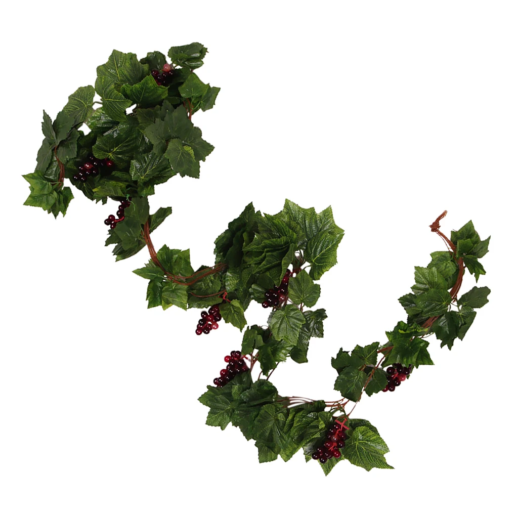 Artificial Grape Vine Garland Decorative Plastic Fake Fruit for Garden decor