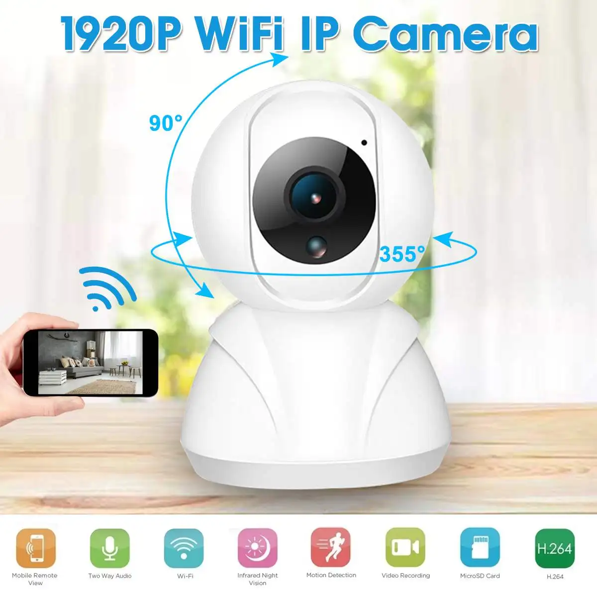 

1920P 1080P IP Camera Security Camera WiFi Wireless CCTV Camera Surveillance IR Night Vision P2P Baby Monitor Pet Camera