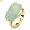 CSJA Natural Stone Irregular Wire Wrap Women Rings Healing Purple Crystal Fluorite Gold-color Resizable Fashion Finger Ring G339 ► Photo 2/6