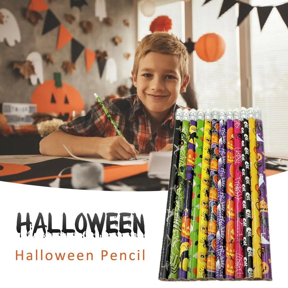 

12 Colors/Set Christmas Halloween Themed HB Pencils Wooden Environmentally Painting Writing Drawing Pencils For School Supplies