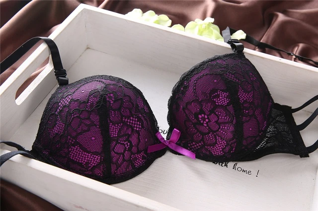 Ladies Set Bras Cup Sexy Lace Bra & Brief Sets Transparent Women Underwear  Black Embroidery Bow