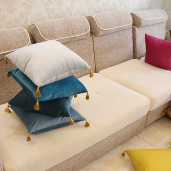 

Luxury Tassel Design Color Cute High Quality Blue Velvet Cushion Cover Pillow Cover Pillowcase Home Decorative Sofa Throw Pillow