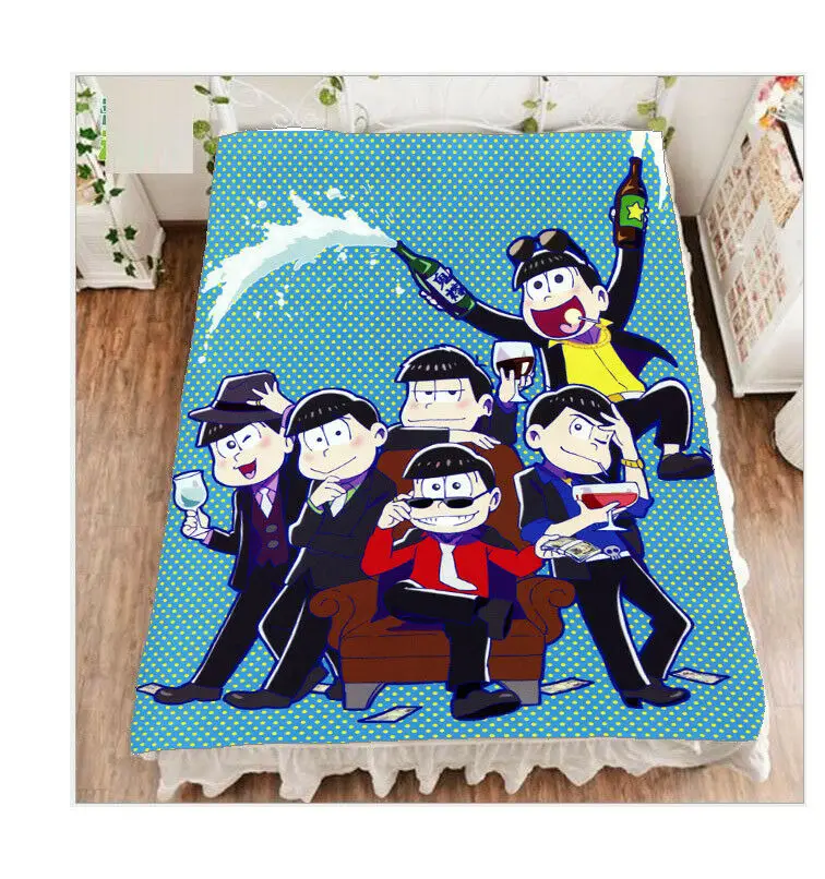 Аниме простыня Osomatsu Сан Флисовое одеяло шесть же лицо братья 200x150 см милые