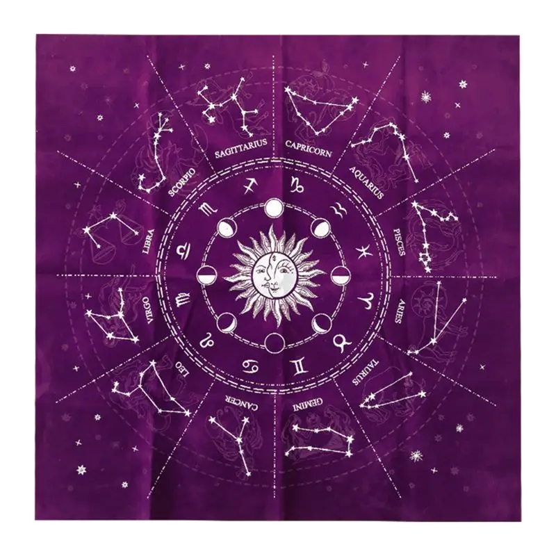 

12 Constellations Tarot Card Tablecloth Velvet Divination Altar Cloth Board Game Fortune Astrology Oracle Card O21 20 Dropship