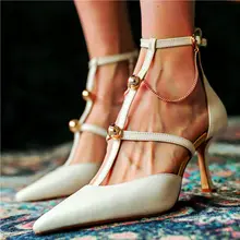 

Sexy Wedding Pumps Women's Ankle Strap Leather High Heels Sandals Pointed Toe Dating Nightclub shoes
