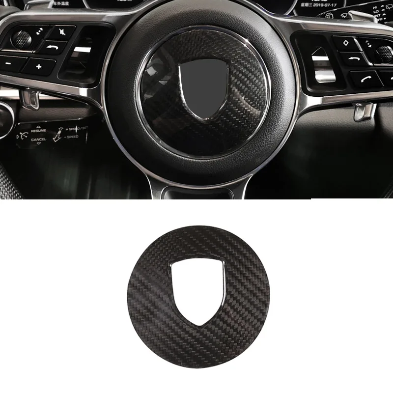 

Real Carbon Fiber For Porsche 911 718 Cayenne Macan Panamera Car Steering Wheel Decoration Panel Cover Trim Accessories