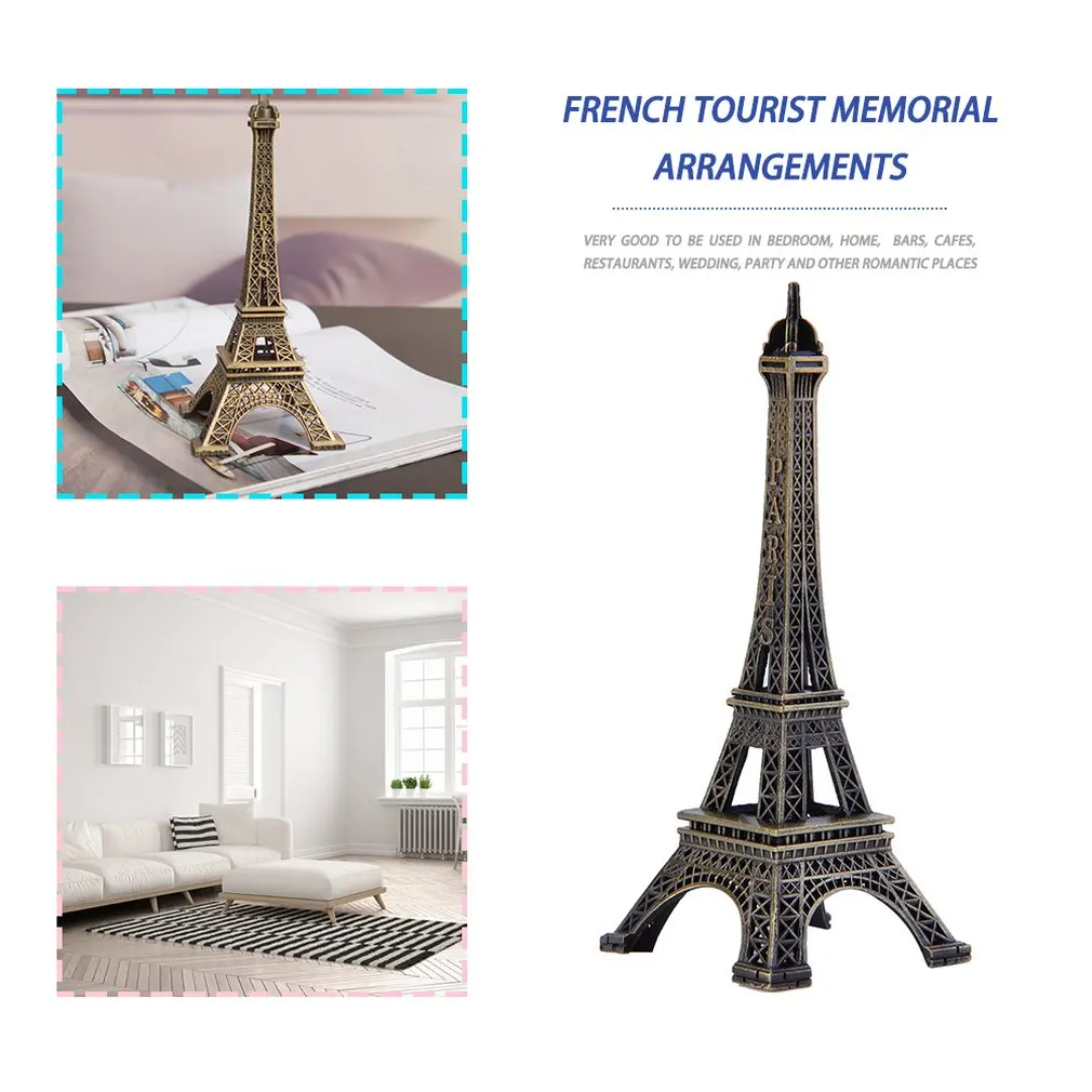 Unique Gifts 10cm Metal Art Crafts Paris Eiffel Tower Model Figurine Antiqued Bronze Statue Travel Souvenirs Home Decorations