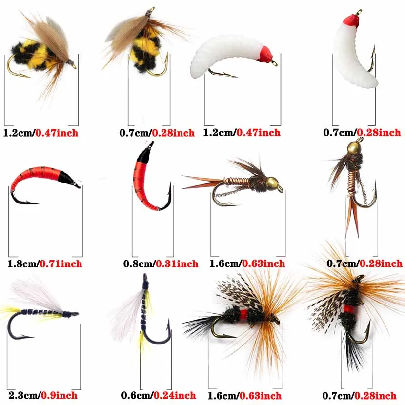 12 Styles Artificial Insect Fly Trout Fishing Lures Hook Bionic Bait Bumble  Fishing Tackle Sea Fishing Lure